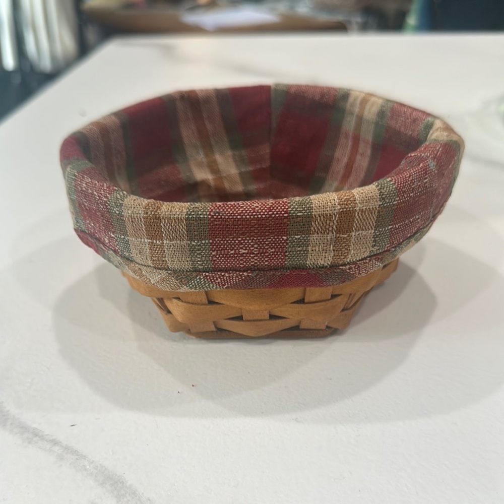 Longaberger Hexagonal Woven Basket with Red Accents